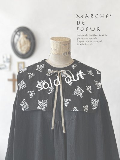 画像1: MARCHE' DE SOEUR／タッセルティペット・黒刺繍