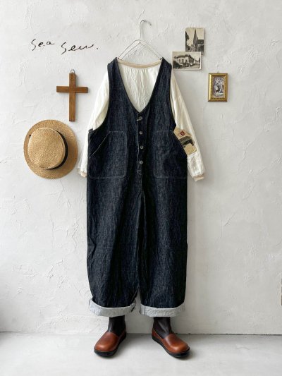 画像1: seasew.／109 デニムオーバーオール・チャコール