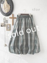 sloe/チェックバルーンスカート・グリーン