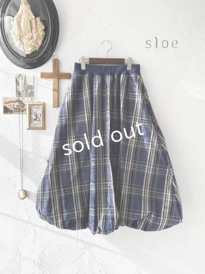 画像1: sloe/チェックバルーンスカート・ネイビー