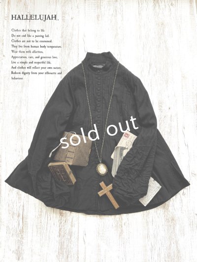 画像1: HALLELUJAH／8, Chemise de Baptême（Model 1920’s）クリスチャンブラウス・black
