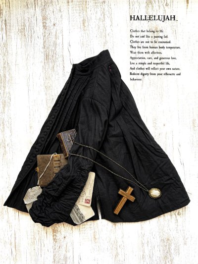 画像2: HALLELUJAH／8, Chemise de Baptême（Model 1920’s）クリスチャンブラウス・black