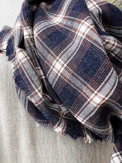 画像7: SO／大判ストール・ネイビーオンブレチェック