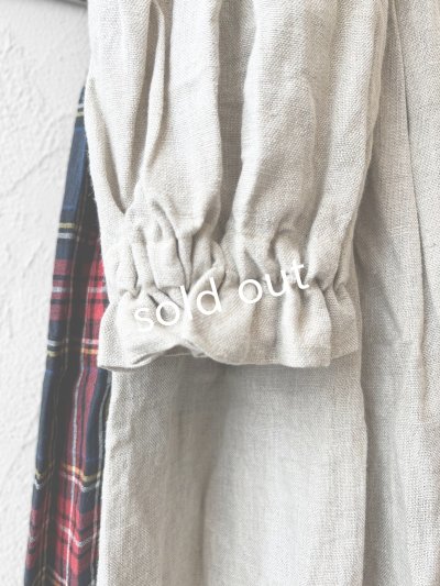 画像5: Avenue／赤チェック切り替えギャザーワンピース・生成り