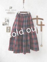 Avenue／ギャザースカート・ネイビーチェック