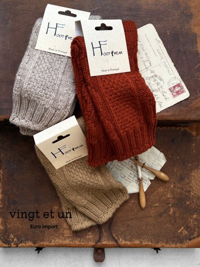 画像1:  H FOOTWEAR WOOL／ゆるあみケーブルソックス・ショート