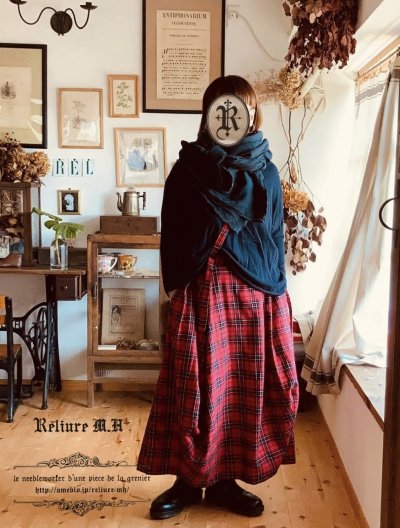 画像1: Reliure／2wayショルダースカート・red check