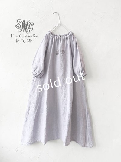 画像1: mifumi／コラボ刺繍yuiワンピース・ふじ色