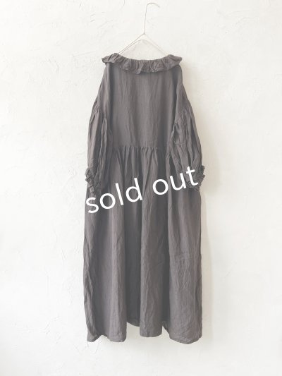 画像4: mifumi／フリル襟ドロップショルダーpuffワンピース・こげ茶