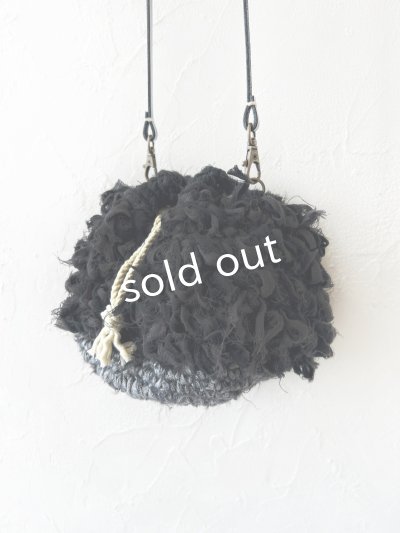 画像3: toromeco／裂き編みフリンジ巾着ポシェット・black mix