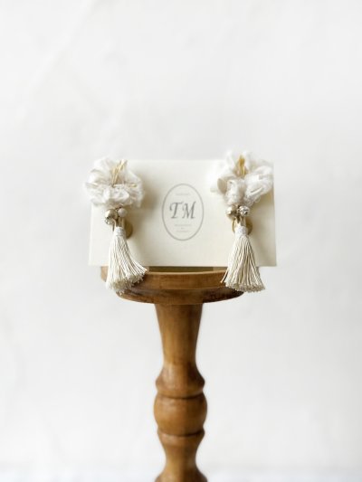画像3: toromeco／裂き編みのピアス・flower tassel