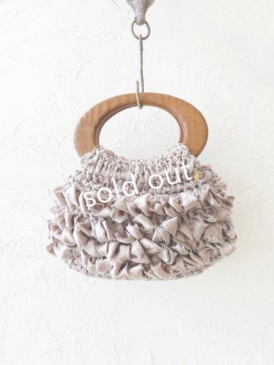 画像2: toromeco／裂き編みウッドハンドルバッグ・antique pink