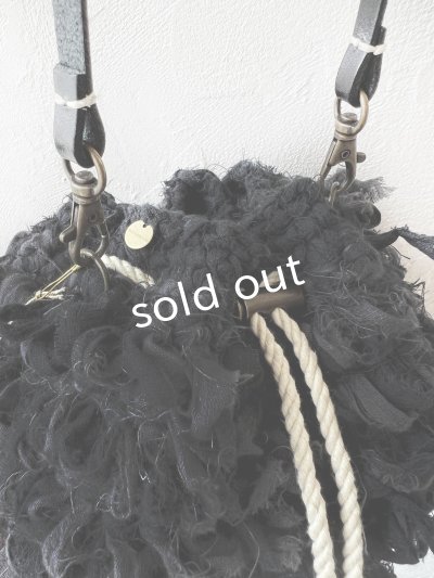 画像7: toromeco／裂き編みフリンジ巾着ポシェット・black mix