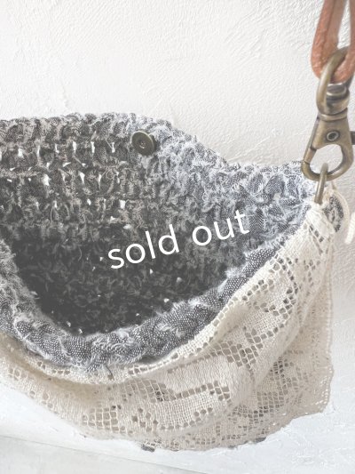 画像4: toromeco／裂き編みアンティークレースカバーポシェット・ gray