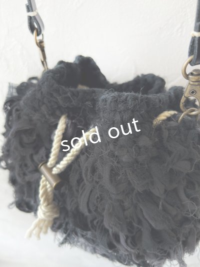 画像5: toromeco／裂き編みフリンジ巾着ポシェット・black mix