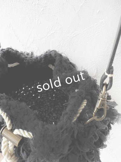 画像6: toromeco／裂き編みフリンジ巾着ポシェット・black mix