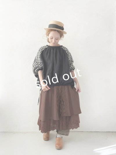 画像7: ubasoku/0201 刺繍の裾りぼんプルオーバー・ギンガム