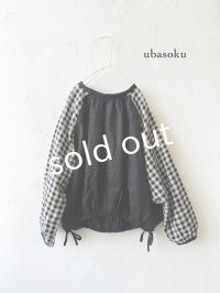 ubasoku/0201 刺繍の裾りぼんプルオーバー・ギンガム
