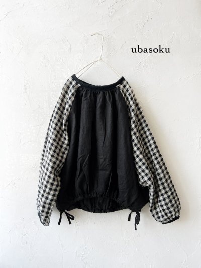 画像2: ubasoku/0201 刺繍の裾りぼんプルオーバー・ギンガム