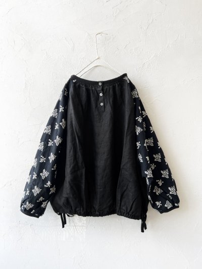 画像7: ubasoku/0200 刺繍の裾りぼんプルオーバー・黒