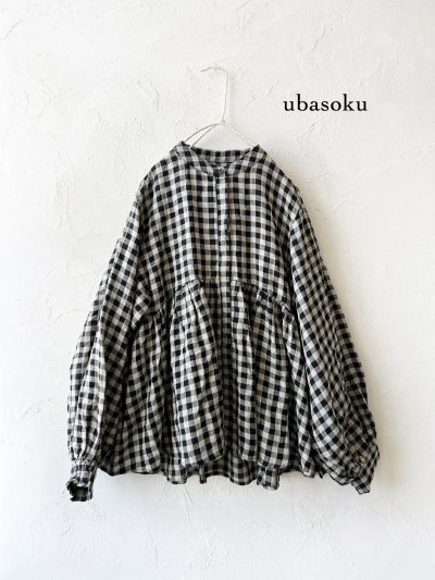 画像2: ubasoku/0107 比翼ギャザーブラウス・ブロックチェック