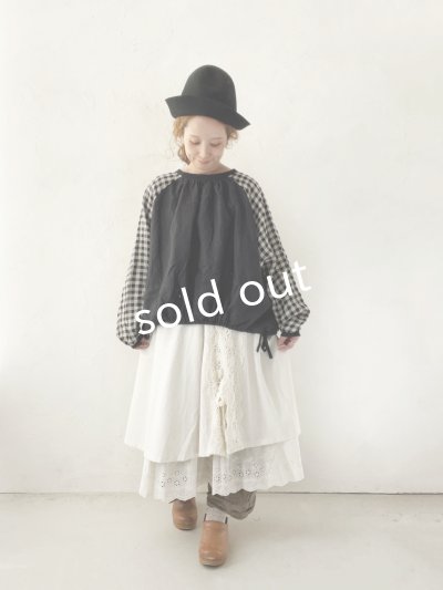 画像9: ubasoku/0201 刺繍の裾りぼんプルオーバー・ギンガム