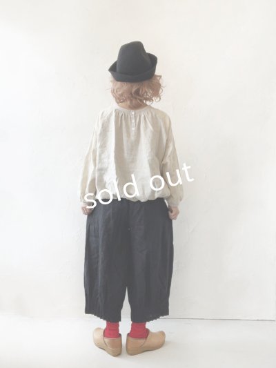 画像12: ubasoku/0200 刺繍の裾りぼんプルオーバー・ナチュラル