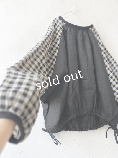 画像6: ubasoku/0201 刺繍の裾りぼんプルオーバー・ギンガム