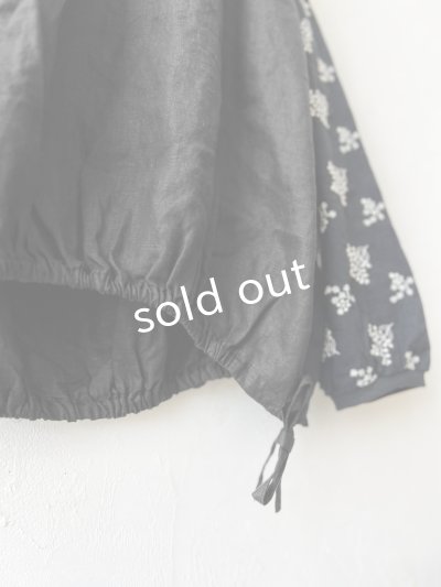 画像5: ubasoku/0200 刺繍の裾りぼんプルオーバー・黒