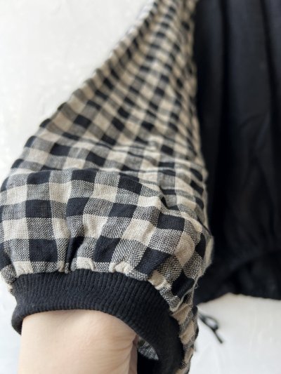 画像6: ubasoku/0201 刺繍の裾りぼんプルオーバー・ギンガム