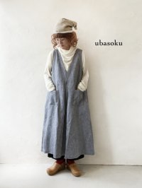 ubasoku/0118 2way起毛ジャンパースカート・ブラックシャンブレー