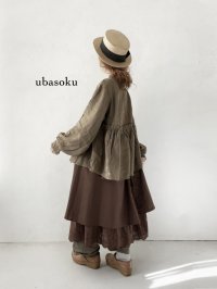 ubasoku/0106 比翼ギャザーブラウス・杢ブラウン