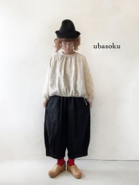 ubasoku/0140 裾タック起毛パンツ・ブラック