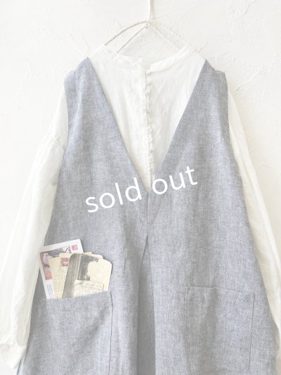 画像2: ubasoku/0118 2way起毛ジャンパースカート・ブラックシャンブレー