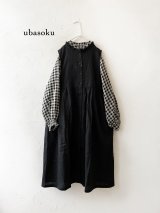 ubasoku/0114  リネンノースリワンピース・ブラック