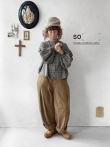 SO／バルーンスリーブブラウス・ブラウングレンチェック