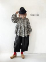 ubasoku/0107 比翼ギャザーブラウス・ブロックチェック