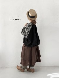 ubasoku/0201 刺繍の裾りぼんプルオーバー・ギンガム