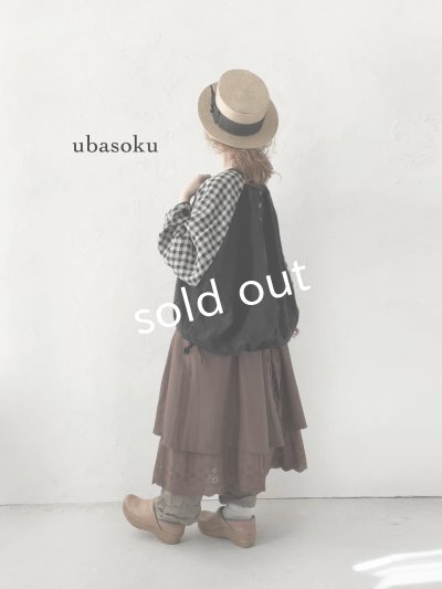 画像8: ubasoku/0201 刺繍の裾りぼんプルオーバー・ギンガム