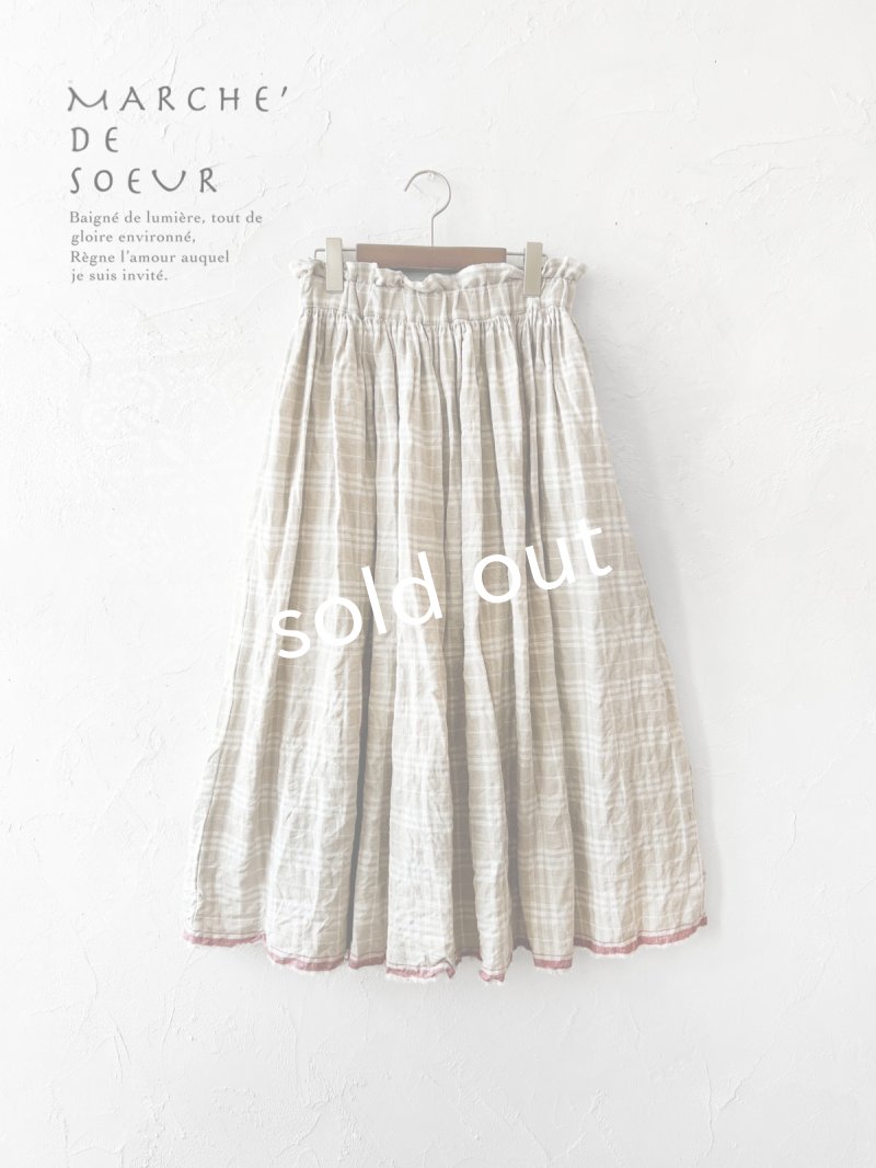 画像1: 【再入荷】MARCHE' DE SOEUR／ギャザースカート・赤耳チェック (1)