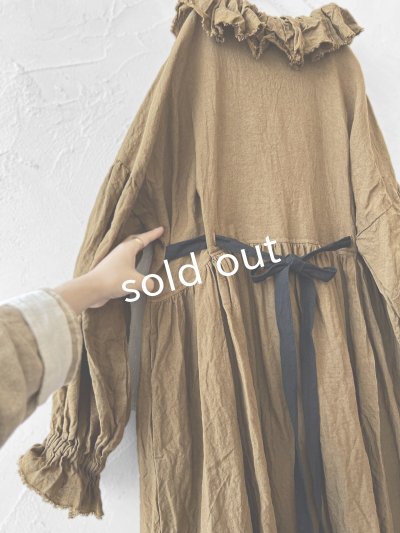 画像5: MARCHE' DE SOEUR/ラッフルウエストリボンワンピース・マスタードブラウン