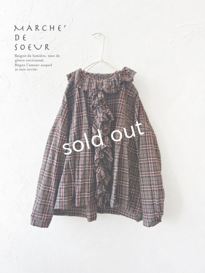 画像1: MARCHE' DE SOEUR/フローフリルブラウス・レッドブラウンチェック
