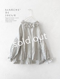 MARCHE' DE SOEUR／ラッフル襟のパフ袖プルオーバー・ホワイトグレー