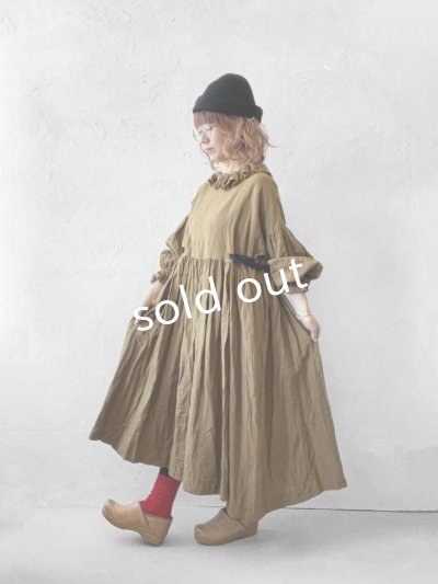 画像15: MARCHE' DE SOEUR/ラッフルウエストリボンワンピース・マスタードブラウン