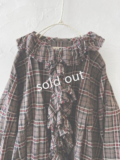 画像2: MARCHE' DE SOEUR/フローフリルブラウス・レッドブラウンチェック