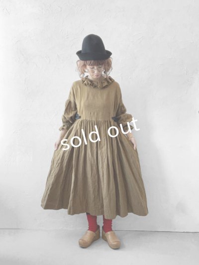 画像14: MARCHE' DE SOEUR/ラッフルウエストリボンワンピース・マスタードブラウン
