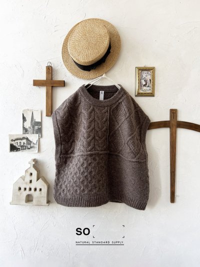 画像2: SO／アラン柄ワイドベスト・ブラウン