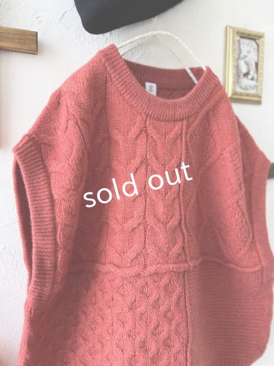 画像6: SO／アラン柄ワイドベスト・ブラッドレッド