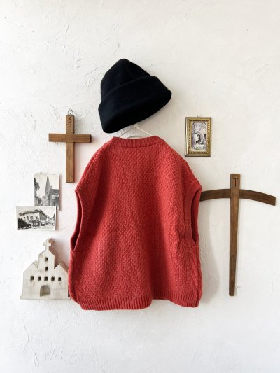 画像3: SO／アラン柄ワイドベスト・ブラッドレッド