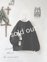 MAGALI /クォーターニットフリルプルオーバー・ブラック